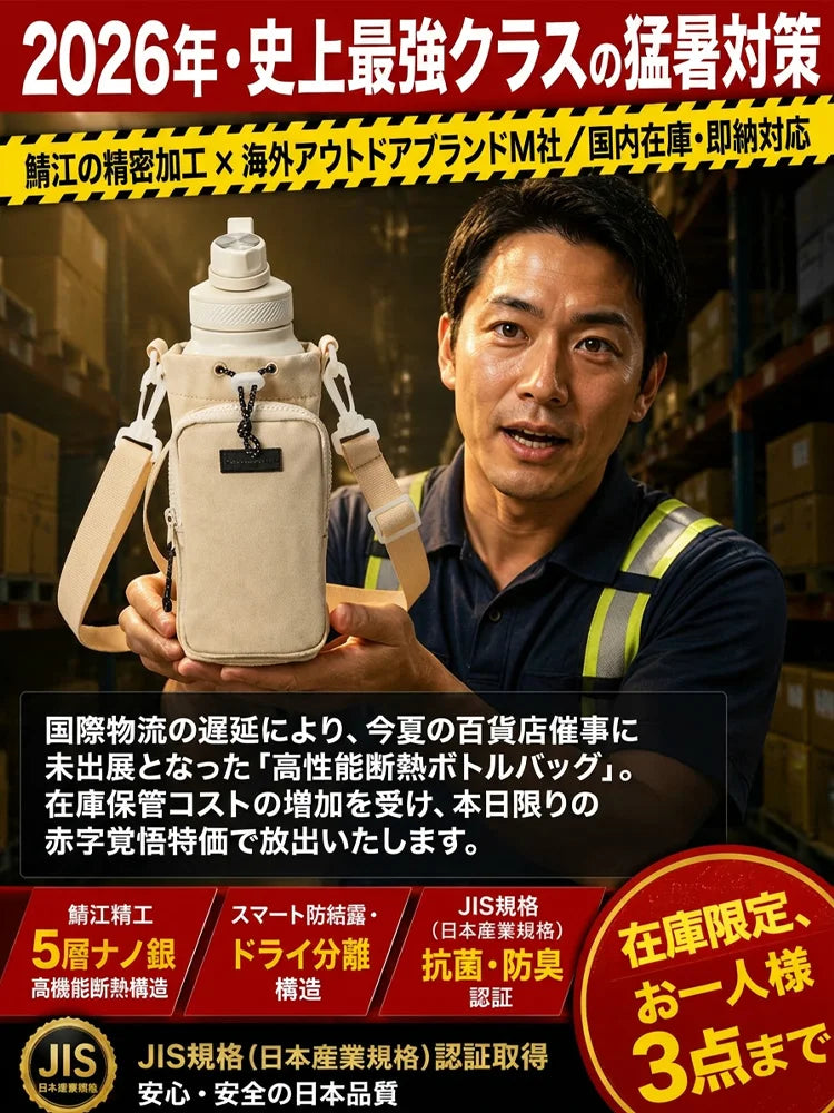 【2026最新モデル】保冷ボトルショルダーバッグ 断熱ボトルポーチ 水筒ホルダー 3WAY 撥水加工 保冷・保温 スマホ収納 アウトドア お出かけ